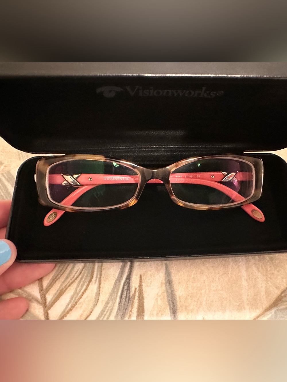 Tiffany & Co. Coral Pink Temple Eyeglass Frames